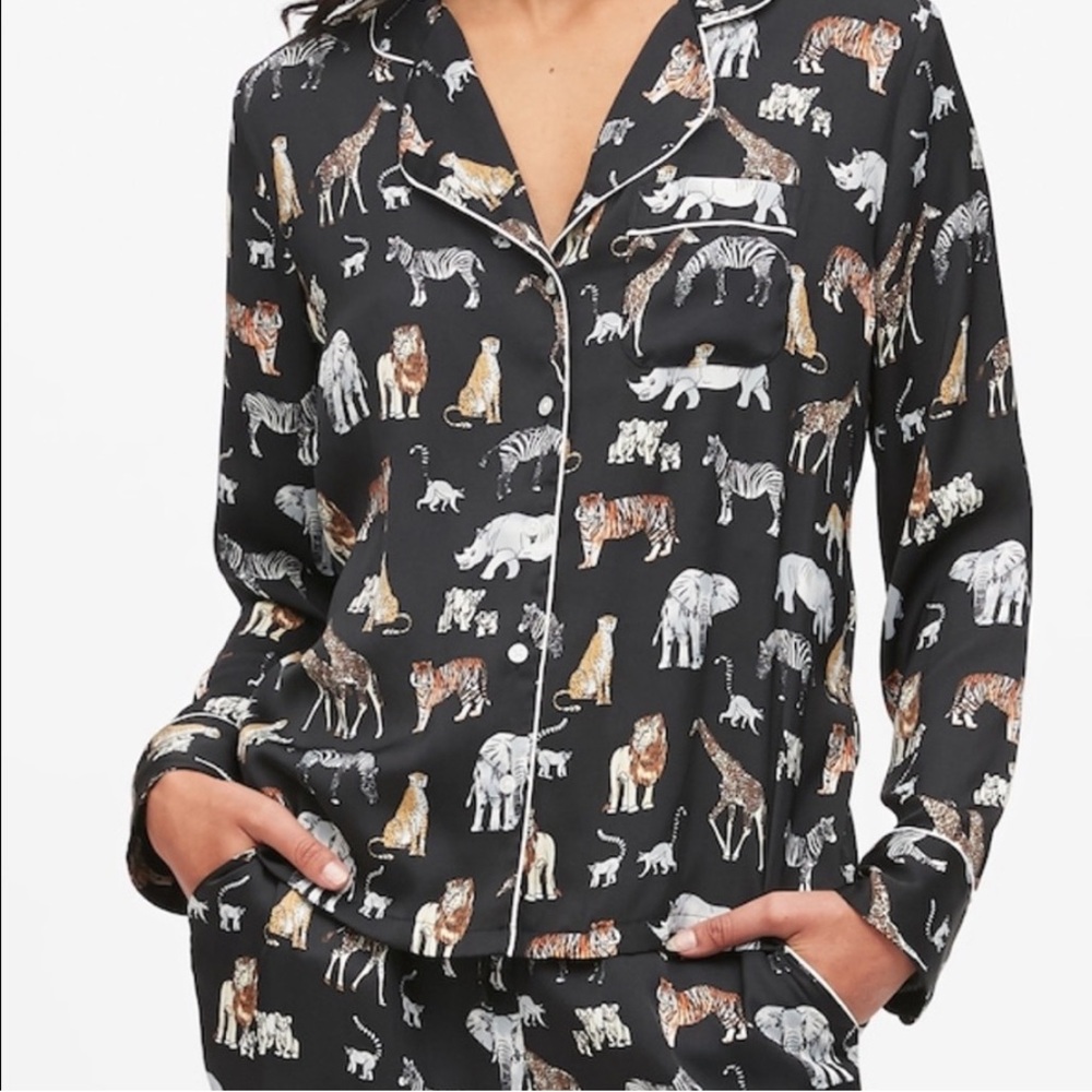 Banana Republic Safari Print Satin Pajama Set